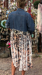 Women's Jean Jacket with Leopard Print Lace | Plus Size