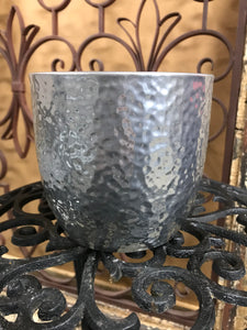 Silver Ceramic Hammered Look Planter | 6" tall | No Drainage