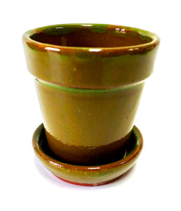 3" Small Ceramic Planter | Mini Pots with attached saucer