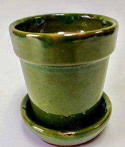 3" Small Ceramic Planter | Mini Pots with attached saucer