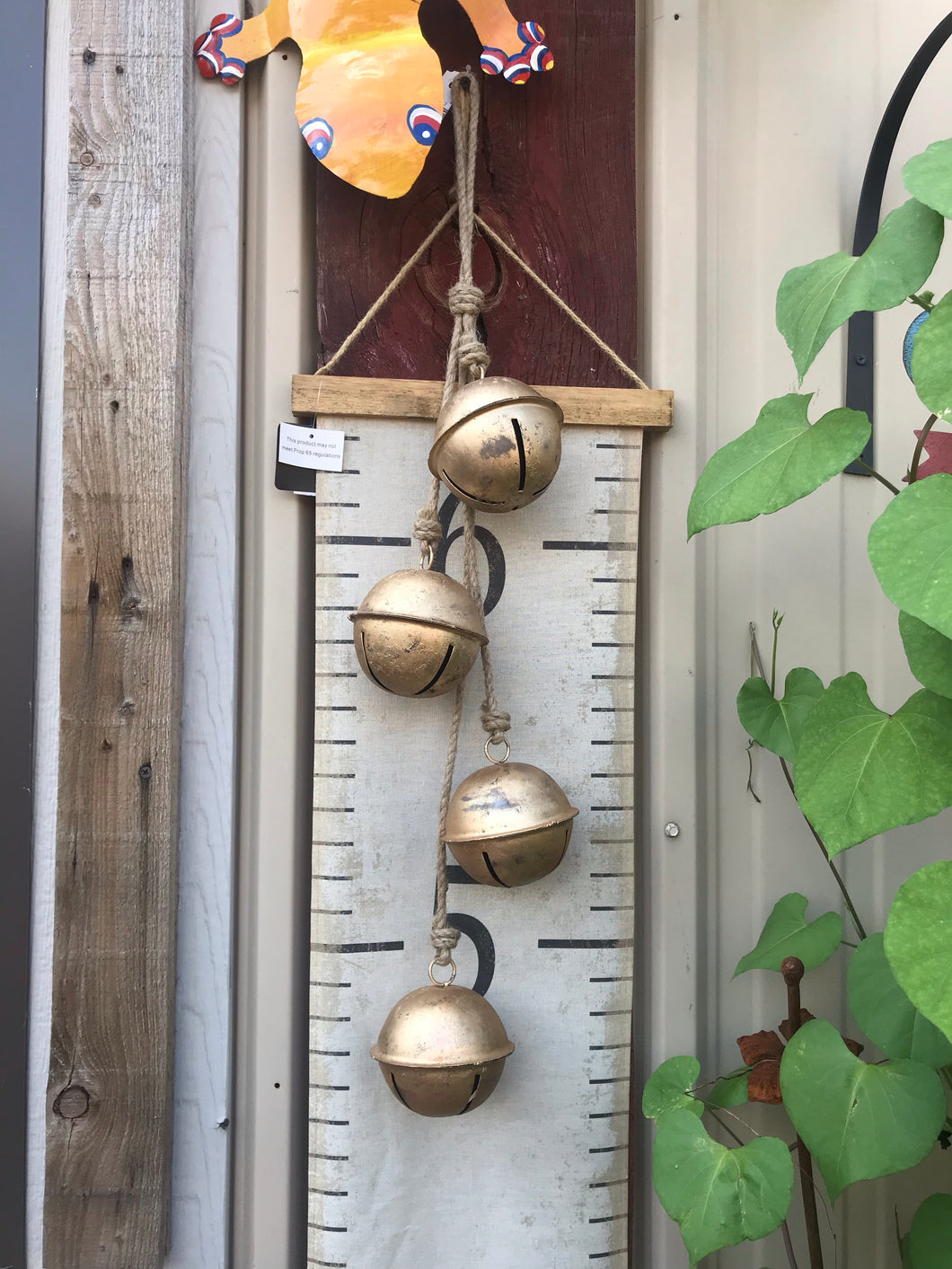 Outdoor Giant Christmas Bells | String of 4 Copper Metal Chimes