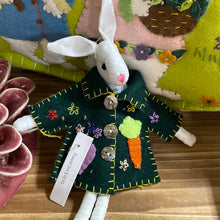 Load image into Gallery viewer, Small Bunny Bunnies Rabbits with Felted Jackets Unique Seasonal Decor