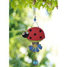 Load image into Gallery viewer, Bouncy Hanging Ladybug on a flower |  Yard Art  13&quot;