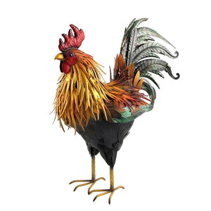 Farm XL Golden Metal Rooster | Animal Statues