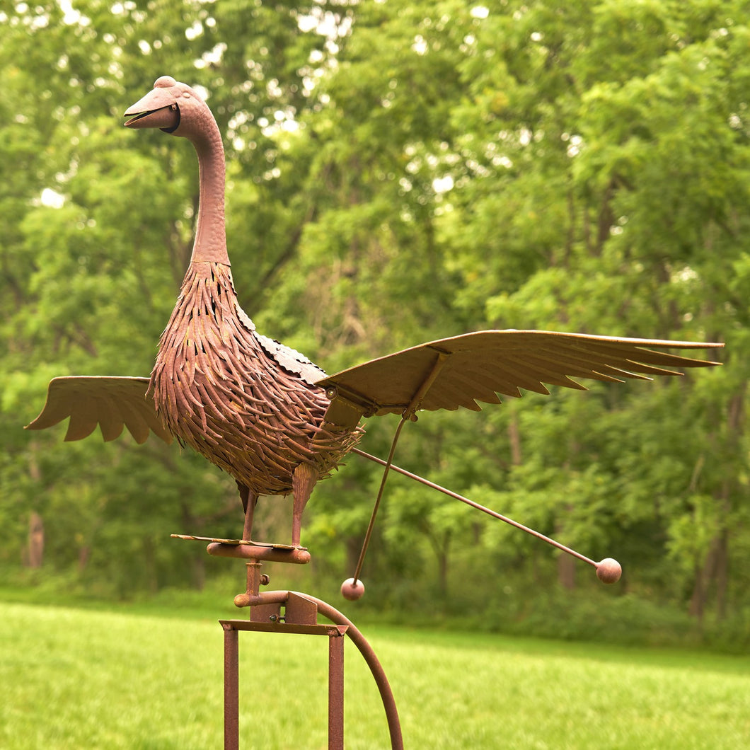 Outdoor Goose Balancer | Tipper Large Garden Stake | Vintage Antique Copper