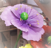 Load image into Gallery viewer, Small Metal Flower Garden Stakes | Metal Poppy Flower Picks