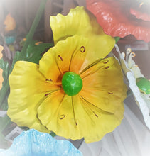 Load image into Gallery viewer, Small Metal Flower Garden Stakes | Metal Poppy Flower Picks