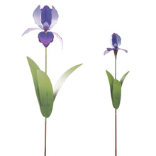 Load image into Gallery viewer, Metal Purple Iris Flower Garden Stake | 3-D | Tall Flower Stake | Unique Spring Decor | 2 sizes