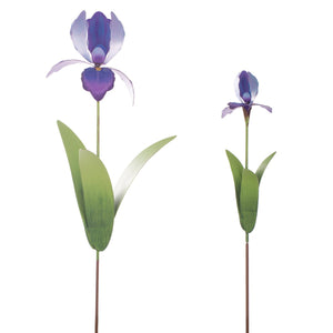 Metal Purple Iris Flower Garden Stake | 3-D | Tall Flower Stake | Unique Spring Decor | 2 sizes