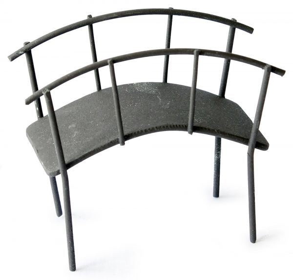 Metal Fairy Garden miniature arched bridge. Dark finish with rounded handrails.  ‎4