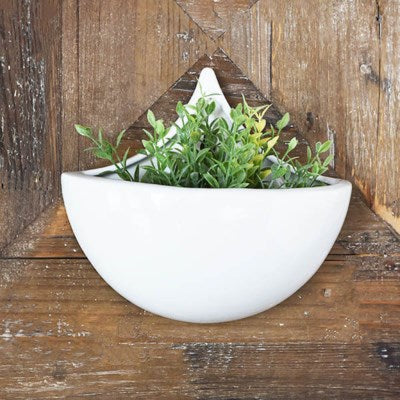 White Ceramic Wall hanging flower pot  | Moon pocket planter