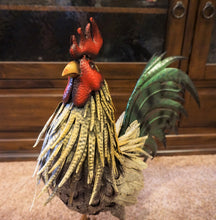 Load image into Gallery viewer, Large Metal Iron Rooster with Yellow Chest | Statue