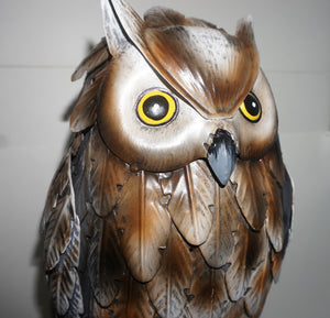 Metal Owl Figurine for Garden or Porch | Barn Owl Statue