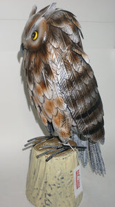 Metal Owl Figurine for Garden or Porch | Barn Owl Statue