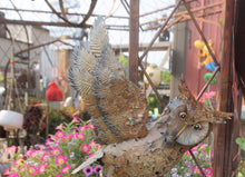 Load image into Gallery viewer, close up of brown barn owl metal statue