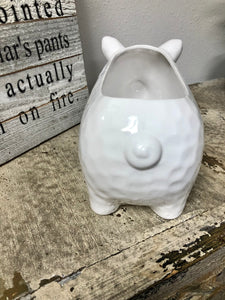 White Ceramic Pig Planter