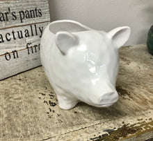 Load image into Gallery viewer, White Ceramic Pig Planter