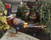 Load image into Gallery viewer, Ring-Neck Pheasant Metal Statue | Yard Art | Looking Up