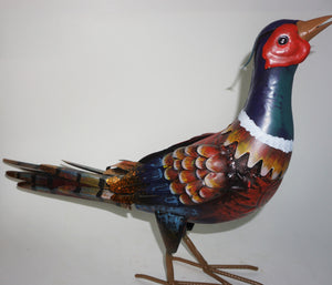 Ring-Neck Pheasant Metal Statue | Yard Art | Looking Up