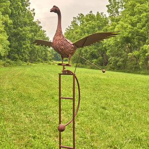 Outdoor Goose Balancer | Tipper Large Garden Stake | Vintage Antique Copper
