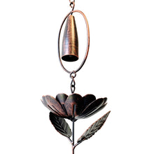 Load image into Gallery viewer, Metal Rain Chain With Peony and Bells | Antique Bronze | 76&quot;