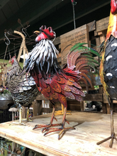 Load image into Gallery viewer, Large Metal Iron Rooster Statue