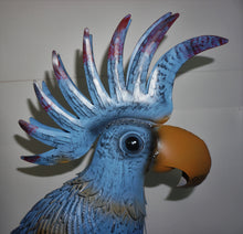 Load image into Gallery viewer, Blue Metal Cockatoo | Bird Statue for Garden | Tropical bird Parrot