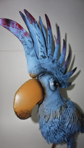 Blue Metal Cockatoo | Bird Statue for Garden | Tropical bird Parrot