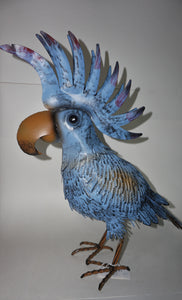 Metal Distressed Blue Toucan Statue  