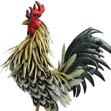 Load image into Gallery viewer, Large Metal Iron Rooster with Yellow Chest | Statue